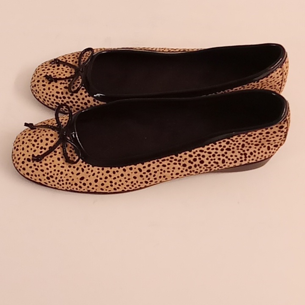 AEROSOLES Balletcore Leopard Cheetah Size 9 1/2 Black-Cream Flat shoes GY1D X - Picture 3 of 9